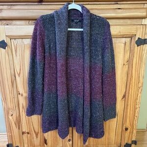 Twins Metallic Ombre Mohair Wool Blend Open Front Cardigan Sweater Women Medium